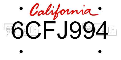 6CFJ994 California License Plate