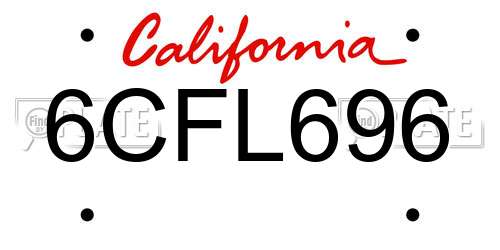 6CFL696 California License Plate