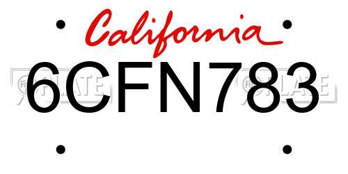 6CFN783 California License Plate