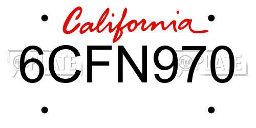6CFN970 California License Plate