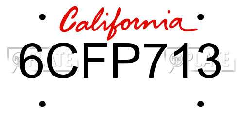 6CFP713 California License Plate