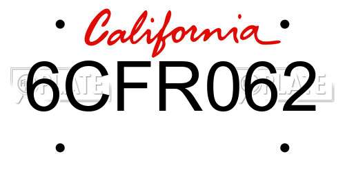 6CFR062 California License Plate