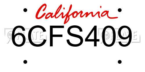 6CFS409 California License Plate
