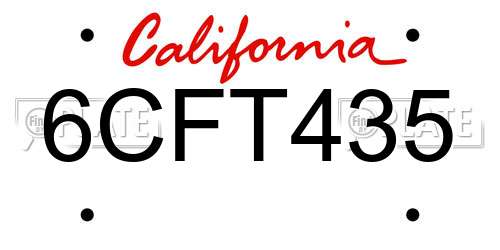 6CFT435 California License Plate