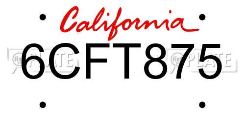6CFT875 California License Plate