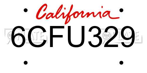 6CFU329 California License Plate