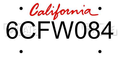 6CFW084 California License Plate