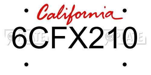 6CFX210 California License Plate