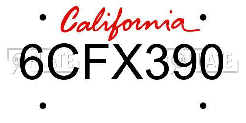 6CFX390 California License Plate