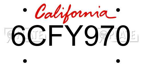 6CFY970 California License Plate