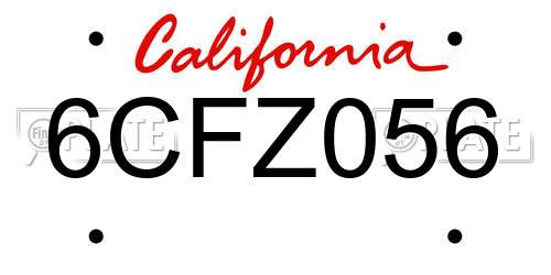 6CFZ056 California License Plate