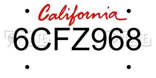 6CFZ968 California License Plate