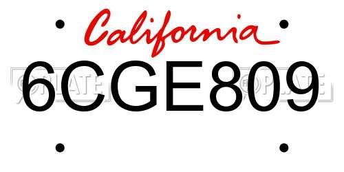 6CGE809 California License Plate