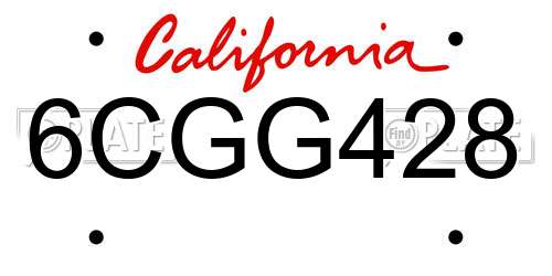 6CGG428 California License Plate