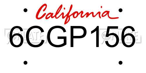 6CGP156 California License Plate