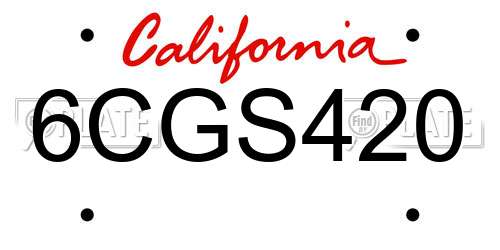 6CGS420 California License Plate