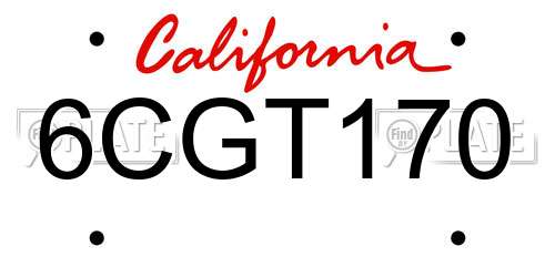 6CGT170 California License Plate