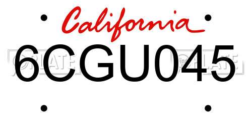6CGU045 California License Plate