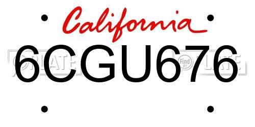 6CGU676 California License Plate