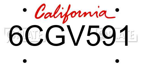 6CGV591 California License Plate