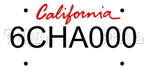 6CHA000 California License Plate