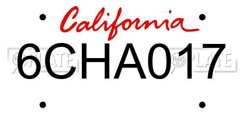 6CHA017 California License Plate