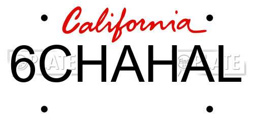 6CHAHAL California License Plate