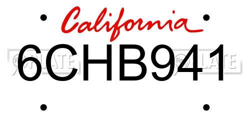 6CHB941 California License Plate
