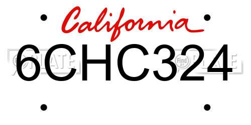 6CHC324 California License Plate