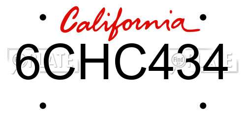 6CHC434 California License Plate