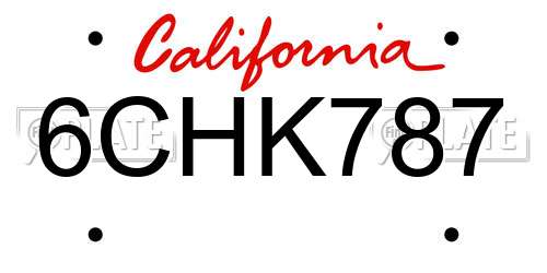 6CHK787 California License Plate