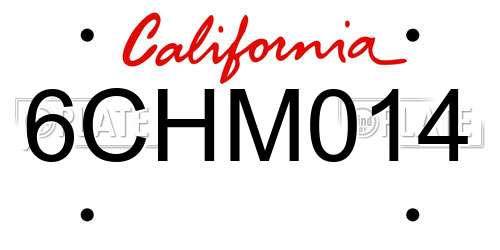 6CHM014 California License Plate