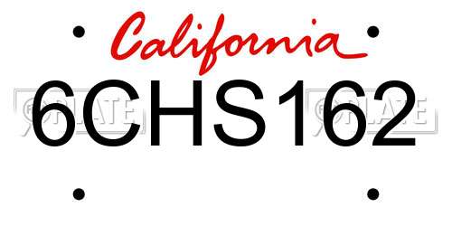 6CHS162 California License Plate