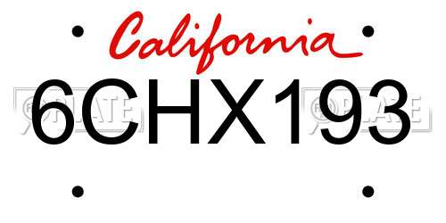 6CHX193 California License Plate