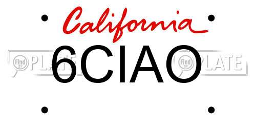 6CIAO California License Plate