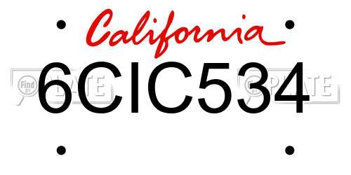 6CIC534 California License Plate