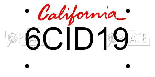 6CID19 California License Plate