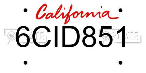 6CID851 California License Plate