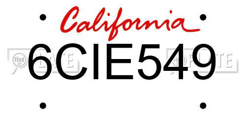 6CIE549 California License Plate
