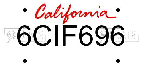 6CIF696 California License Plate