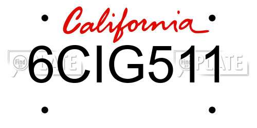 6CIG511 California License Plate