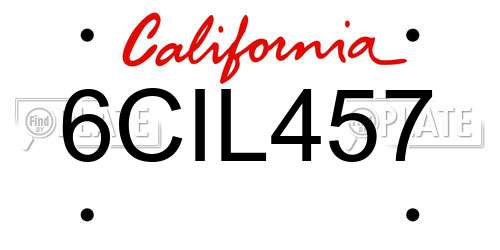 6CIL457 California License Plate