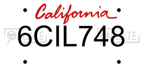6CIL748 California License Plate