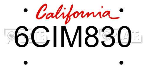 6CIM830 California License Plate