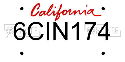 6CIN174 California License Plate