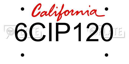 6CIP120 California License Plate