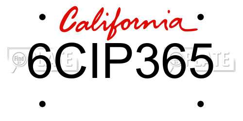 6CIP365 California License Plate