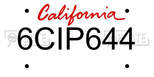 6CIP644 California License Plate