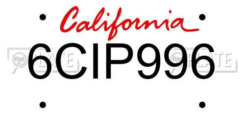 6CIP996 California License Plate