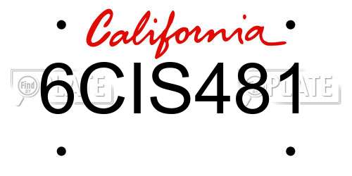 6CIS481 California License Plate